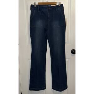 NEW NYDJ Cooper Modern Trouser Utility Jeans Lift Tuck Wide Leg Dark Wash Size 8